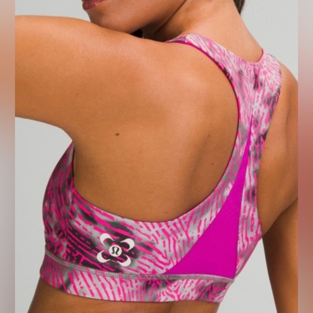 Lululemon Invigorate Bra *SeaWheeze Size 6 B/C cup Euphoria Fluro Pink Multi